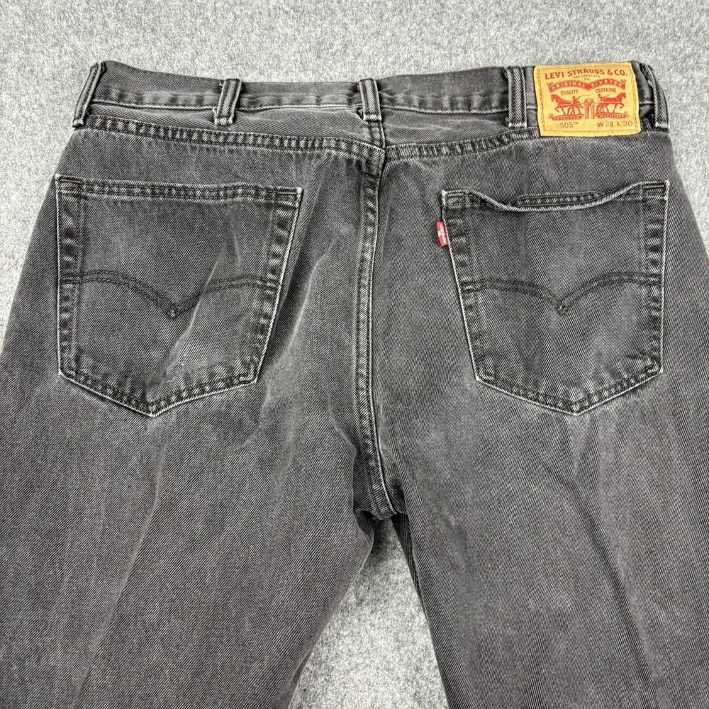 Levi's 505‎ Jeans Mens 38x30 (Fits 36x29) Black Wash Straight Leg Denim Casual